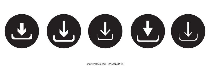 Download icon vector set . Download symbol in circle. Vector illustration