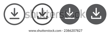 Download icon vector set . Download symbol in circle. Vector illustration
