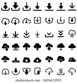 Download icon vector set. Upload button illustration collection. Load symbol or logo.