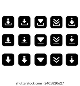 Download icon vector set. Upload button illustration collection. Load symbol or logo.