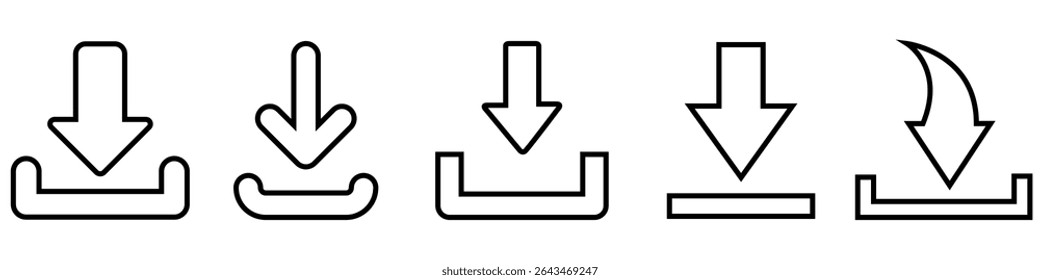 Ícone de vetor de download definido. Carregar coleção de ilustrações do botão. Carregar símbolo ou logotipo.