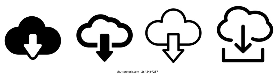 Download icon vector set. Upload button illustration collection. Load symbol or logo.