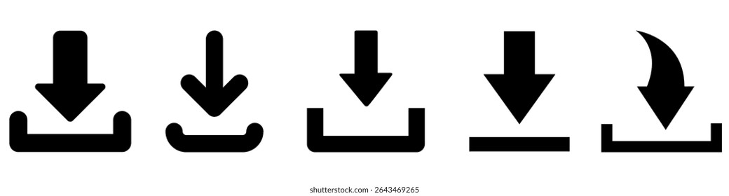 Ícone de vetor de download definido. Carregar coleção de ilustrações do botão. Carregar símbolo ou logotipo.
