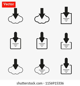 Download icon vector,black icon set.