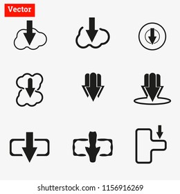 Download icon vector,black icon set.