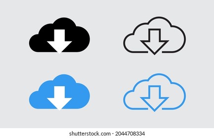 download icon, Web design element Navigation buttons cloud, arrow. Vector isolated glyph flat line illustration