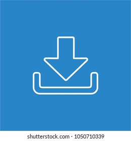 Download icon white on blue background in flat style

