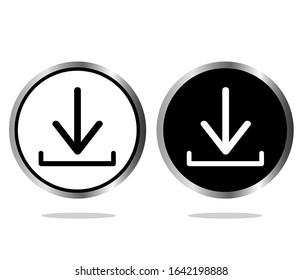 Download icons black and white color. Vector illustration.