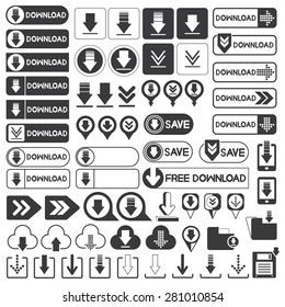 download icons, buttons, vector set