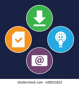 Download icons set. set of 4 download filled icons such as email