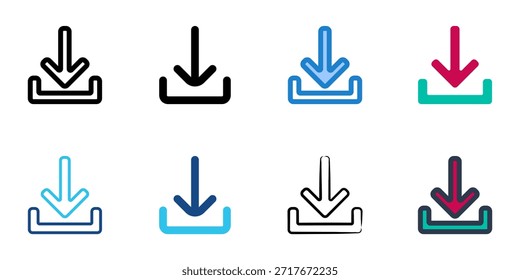 Download-Symbole setzen mehrere Stilsammlung. Bearbeitbarer Strich 
