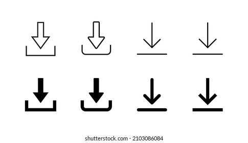 Download icons set. Download sign and symbol