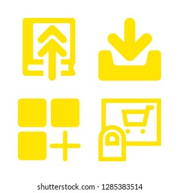download icons set with upload a book, download to inbox and app vector set