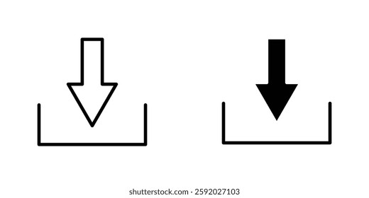 Download icons. stroke line and black solid icons
