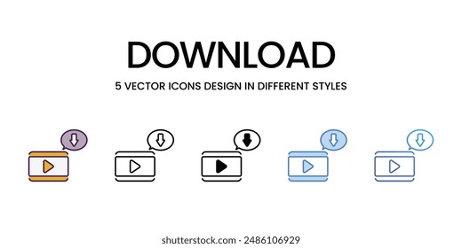 Download icons vector set stock illustration.