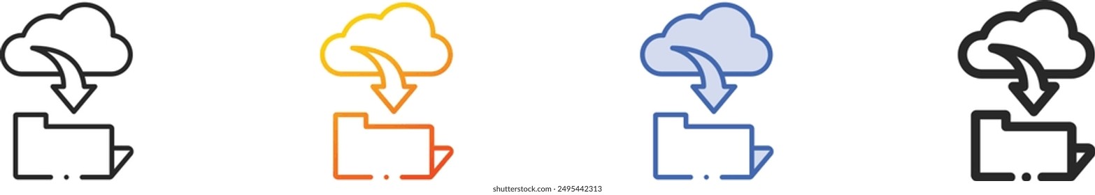 download icon.Thin Linear, Gradient, Blue Stroke and bold Style Design Isolated On White Background