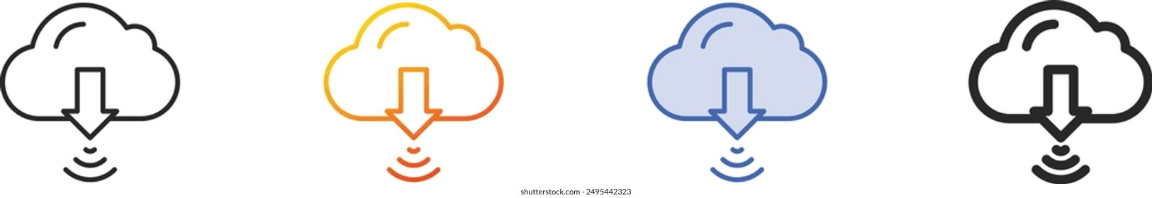 download icon.Thin Linear, Gradient, Blue Stroke and bold Style Design Isolated On White Background