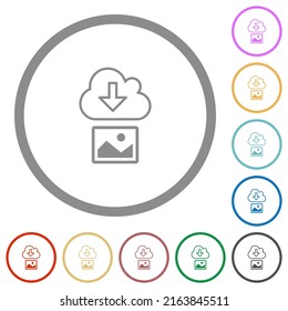 Download image from cloud outline flat color icons in round outlines on white background