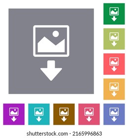 Download image flat icons on simple color square backgrounds