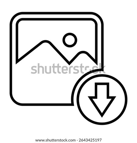 download image line icon design. download image thin black outline symbol vector illustration. editable stroke icon on transparent background.