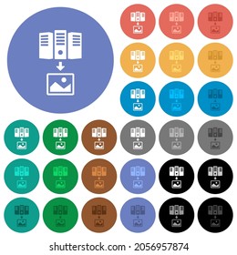 Download image from server solid multi colored flat icons on round backgrounds. Included white, light and dark icon variations for hover and active status effects, and bonus shades.