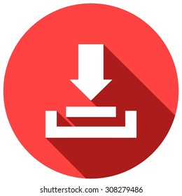 download inbox icon with a long shadow