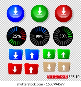 Download information. Folders for downloads. Multi-colored icons. Percentage load. Vector collection of individual characters. EPS 10