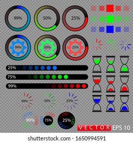 Download information. Hourglass icons. Percentage load. Vector collection of individual characters. EPS 10
