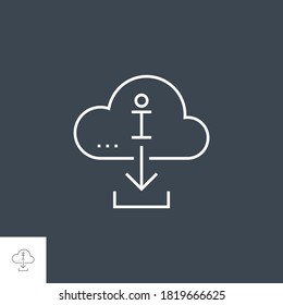Download Information Related Vector Thin Line Icon. Isolated on Black Background. Editable Stroke. Vector Illustration.