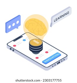 Download innovative learning app icon in isometric design 