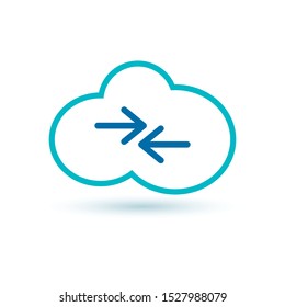 Download from the internet cloud flat line icon infographic illustration template for web, app or brochure. Vector illustration.