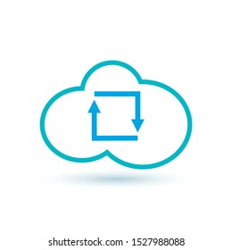 Download from the internet cloud flat line icon infographic illustration template for web, app or brochure. Vector illustration.