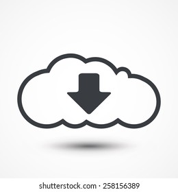 Download from the Internet cloud flat line icon infographic illustration template for web, app or brochure. Vector illustration