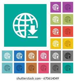 Download from internet multi colored flat icons on plain square backgrounds. Included white and darker icon variations for hover or active effects.