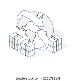 Download isometric icon of foreign shipment 