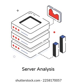 Download isometric icon of server analysis 