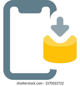 Download items in a smartphone with down arrow
