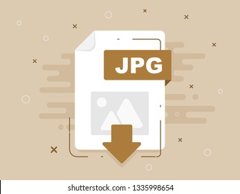 Download JPG icon file with label. Downloading document concept. Banner for business, marketing and advertising. Vector Illustration.