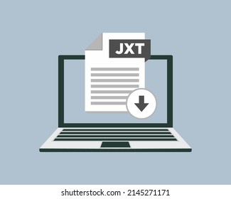 	
Download JXT icon file with label on laptop screen. Downloading document concept	
