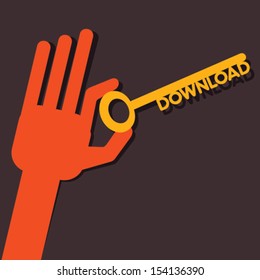 download key in hand stock vector