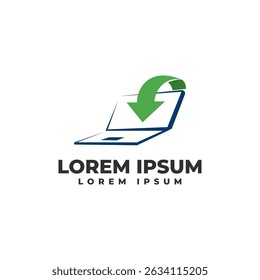 Download with Laptop Logo Vector Icon Illustration
