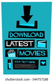 Download Latest Movies (Flat Style Vector Illustration Quote Poster Design) With text Box Template