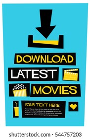 Download Latest Movies (Flat Style Vector Illustration Quote Poster Design) With text Box Template