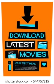 Download Latest Movies (Flat Style Vector Illustration Quote Poster Design) With text Box Template