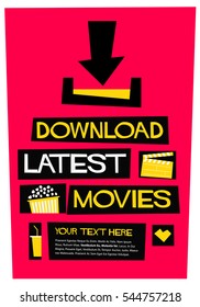 Download Latest Movies (Flat Style Vector Illustration Quote Poster Design) With text Box Template