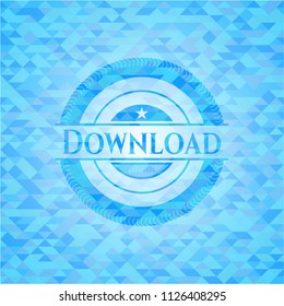 Download light blue emblem with mosaic background