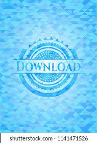 Download light blue emblem with triangle mosaic background