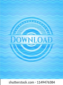 Download light blue water emblem background.