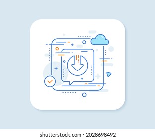 Icono de línea de descarga. Botón vector abstracto. Signo de flecha abajo. Símbolo de descuento. Descargar icono de línea de flecha. Concepto de burbuja de discursos. Vector