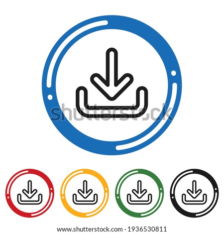 Download line icon set. flat design vector illustration in 5 colors options for web design
